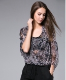 Flowers Printed silk crinkle top